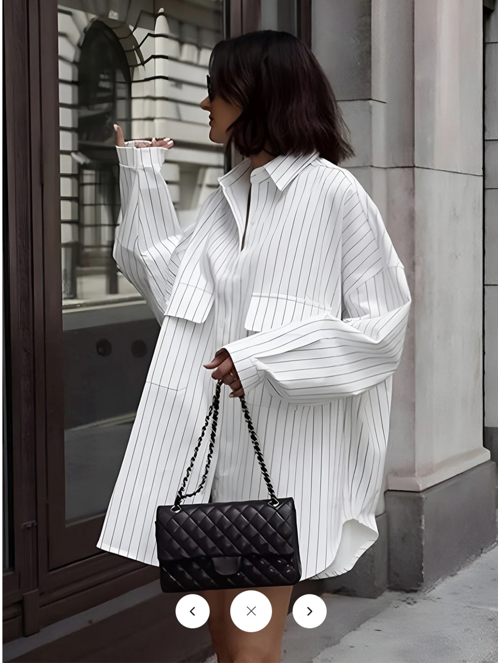 Copied -  NWT  Commense Oversized Striped Large Pockets Shirt Sz M